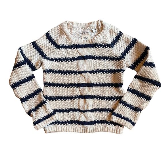 H&M Girl's Cable Knit White/Blue Striped Sweater Sz 2-4 Yrs. - Picture 1 of 4